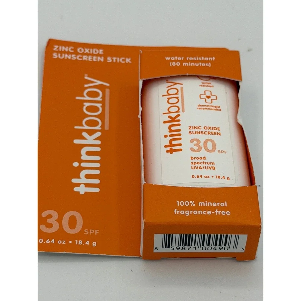 (4pk) Thinkbaby‎ Zinc Oxide Sunscreen Stick SPF 30 Mineral 0.64oz Fragrance Free